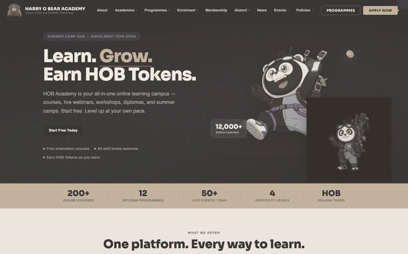 HOB Academy, product screen